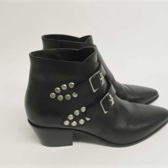 Saint Laurent Studded Double Monk Ankle Boots - Picture 3 of 8
